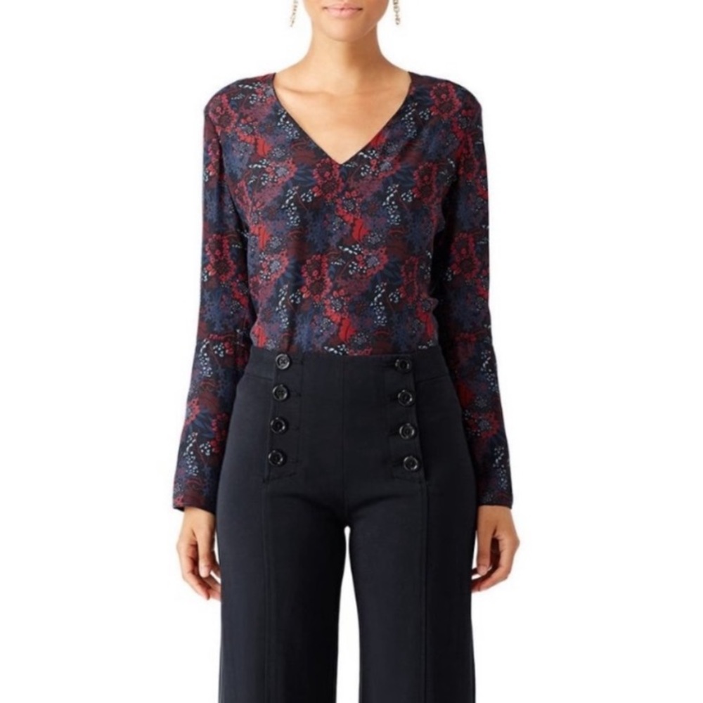 Waverly Grey Floral Botanical Blouse